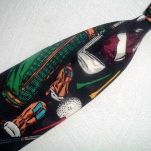 ADDICTION 100% silk tie black tartan golf bag